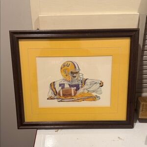 SMITH Framed Football Art in Yellow and Brown